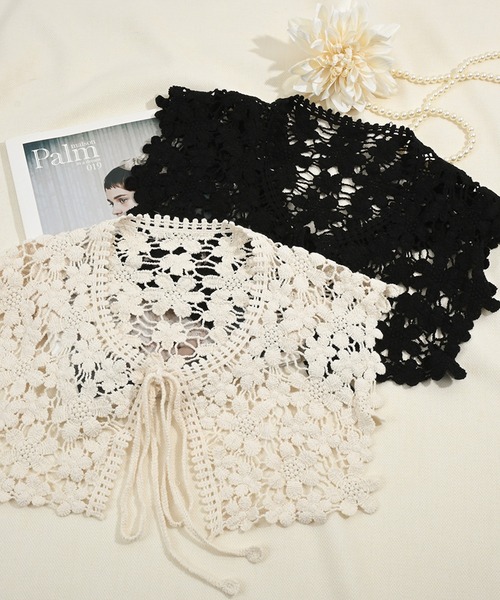 Felt-Maglietta（フェルトマリエッタ）の「レトロレースつけ襟（付け襟・レディース・ブラック/ベージュ/キャメル/グリーン/イエロー・FREE）」の11枚目の写真