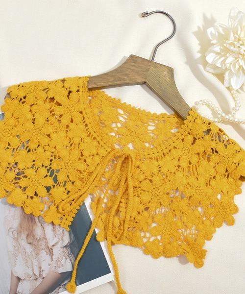 Felt-Maglietta（フェルトマリエッタ）の「レトロレースつけ襟（付け襟・レディース・ブラック/ベージュ/キャメル/グリーン/イエロー・FREE）」の15枚目の写真