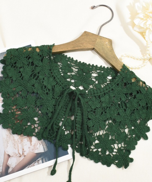 Felt-Maglietta（フェルトマリエッタ）の「レトロレースつけ襟（付け襟・レディース・ブラック/ベージュ/キャメル/グリーン/イエロー・FREE）」の17枚目の写真