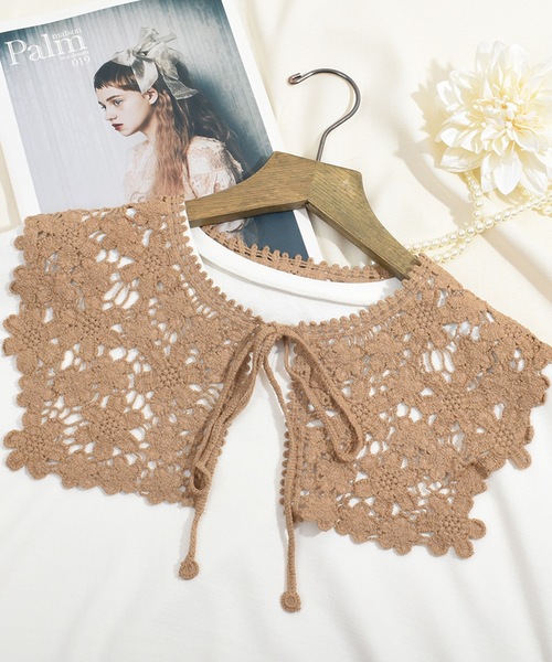 Felt-Maglietta（フェルトマリエッタ）の「レトロレースつけ襟（付け襟・レディース・ブラック/ベージュ/キャメル/グリーン/イエロー・FREE）」の18枚目の写真