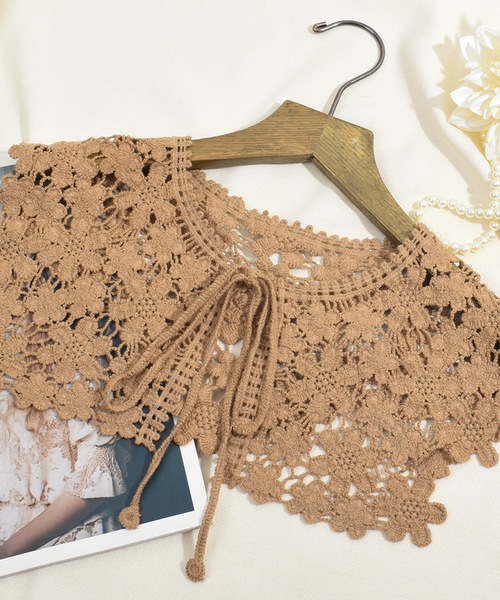 Felt-Maglietta（フェルトマリエッタ）の「レトロレースつけ襟（付け襟・レディース・ブラック/ベージュ/キャメル/グリーン/イエロー・FREE）」の19枚目の写真