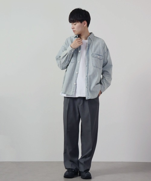 GLOVE HOUSE(グローブハウス)の「6.5ozデニム ルーズシルエットシャツ(シャツ/ブラウス・メンズ・ブラック/ライトブルー/ネイビー・M/L)」の14枚目の写真