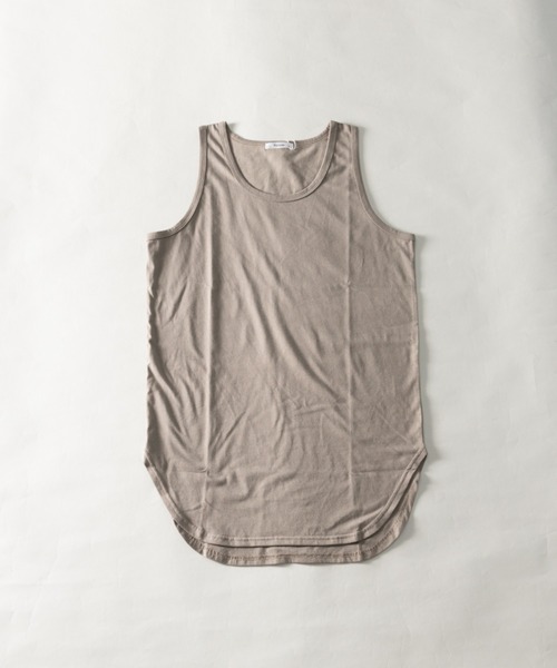 NYLAUS（ナイラス）の「接触冷感 天竺 ロング丈 ルーズタンクトップ（タンクトップ・メンズ・ブラック/ホワイト/ブルーグレー/イエロー/オレンジ/グリーン/グレイッシュベージュ/チャコール・M/L/LL）」の6枚目の写真