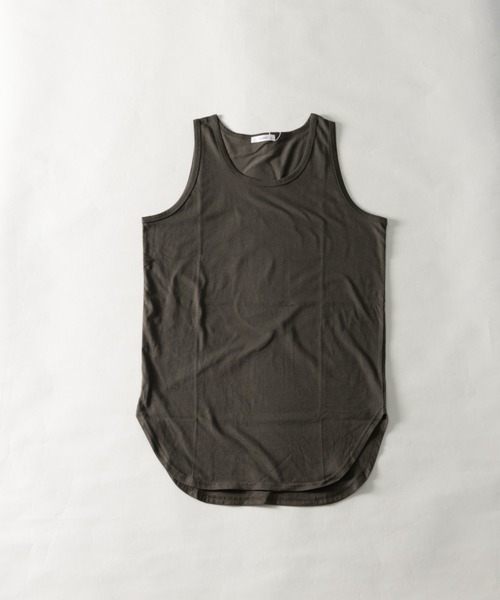 NYLAUS（ナイラス）の「接触冷感 天竺 ロング丈 ルーズタンクトップ（タンクトップ・メンズ・ブラック/ホワイト/ブルーグレー/イエロー/オレンジ/グリーン/グレイッシュベージュ/チャコール・M/L/LL）」の7枚目の写真