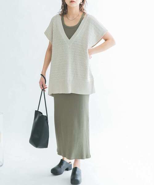 KBF（ケイビーエフ）の「illi　カップインキャミワンピース（ワンピース・レディース・カーキ/ブラック/ベージュ・ONE）」の5枚目の写真