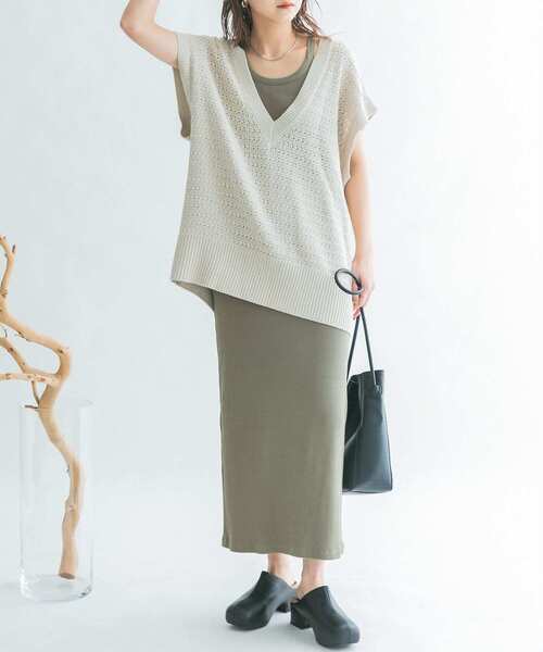 KBF（ケイビーエフ）の「illi　カップインキャミワンピース（ワンピース・レディース・カーキ/ブラック/ベージュ・ONE）」の6枚目の写真