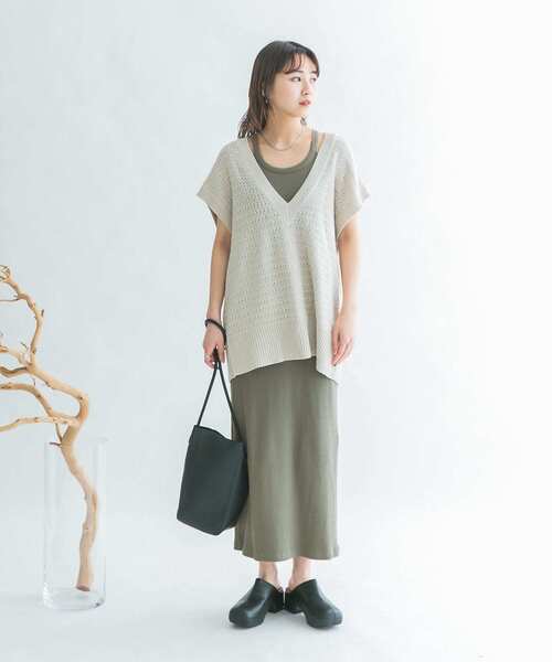 KBF（ケイビーエフ）の「illi　カップインキャミワンピース（ワンピース・レディース・カーキ/ブラック/ベージュ・ONE）」の10枚目の写真