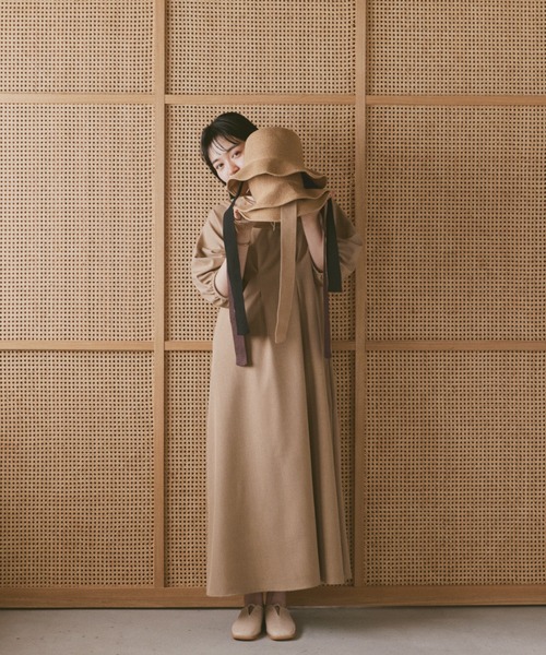 moi tytto（モイテュット）の「ハーフスリーブウエストタックワンピース（ワンピース・レディース・ブラック/ベージュ/ナチュラル・FREE）」の6枚目の写真