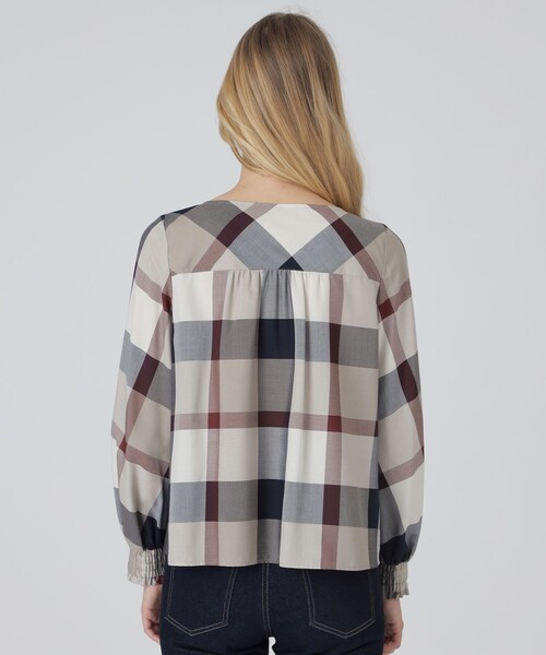クレストブリッジチェックエアリーブロードブラウス ベージュ 38 BLUE LABEL CRESTBRIDGE（ブルーレーベルクレストブリッジ）の