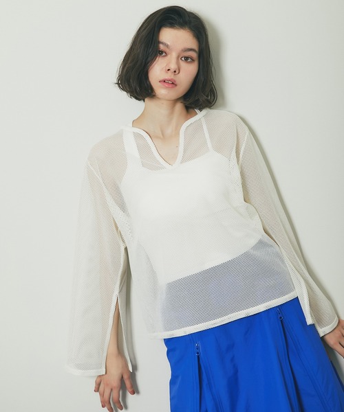 ANOTHER S(アナザーエス)の「スリーブスリットシアートップス(Tシャツ/カットソー・レディース・ブラック/アイボリー・M)」の9枚目の写真