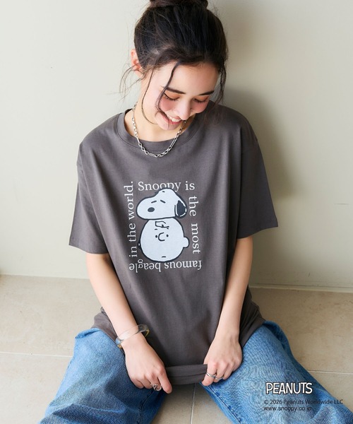 PEANUTS(ピーナッツ)の「【PEANUTS/ピーナッツ】SNOOPY/スヌーピー&チャーリー・ブラウンフェイスプリントTシャツ(2026SS)(Tシャツ/カットソー・レディース・グリーン/杢グレー/ブルー/ターコイズブルー/グレー/ブラック/オレンジ/オリーブ/オフホワイト/ベージュ/ラベンダー/ネイビー・L/LL/3L/M)」の19枚目の写真