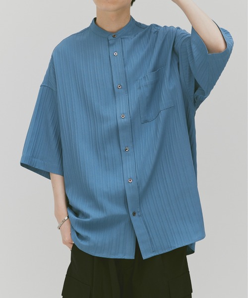 Alpinus(アルピナス)の「Loose silhouette willow bund color shirt / ルーズシルエット ウィローバンドカラーシャツ(シャツ/ブラウス・メンズ・ブラック/ライトブルー・SMALL/MEDIUM)」の14枚目の写真