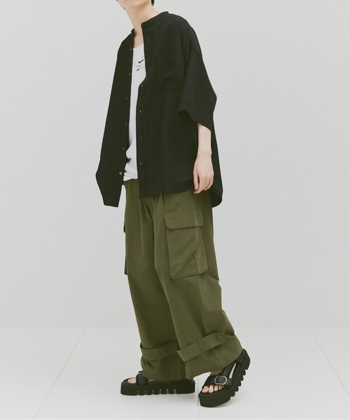 Alpinus(アルピナス)の「Loose silhouette willow bund color shirt / ルーズシルエット ウィローバンドカラーシャツ(シャツ/ブラウス・メンズ・ブラック/ライトブルー・SMALL/MEDIUM)」の21枚目の写真