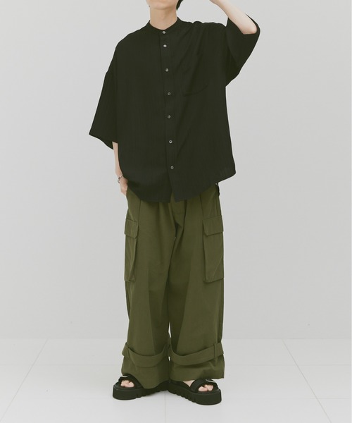 Alpinus(アルピナス)の「Loose silhouette willow bund color shirt / ルーズシルエット ウィローバンドカラーシャツ(シャツ/ブラウス・メンズ・ブラック/ライトブルー・SMALL/MEDIUM)」の18枚目の写真