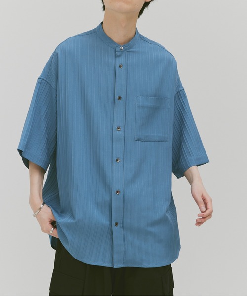 Alpinus(アルピナス)の「Loose silhouette willow bund color shirt / ルーズシルエット ウィローバンドカラーシャツ(シャツ/ブラウス・メンズ・ブラック/ライトブルー・SMALL/MEDIUM)」の11枚目の写真