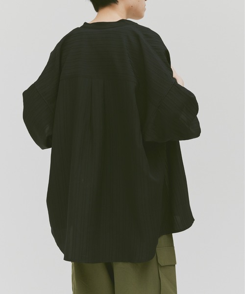 Alpinus(アルピナス)の「Loose silhouette willow bund color shirt / ルーズシルエット ウィローバンドカラーシャツ(シャツ/ブラウス・メンズ・ブラック/ライトブルー・SMALL/MEDIUM)」の9枚目の写真