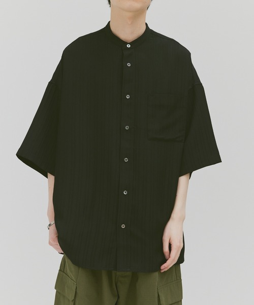 Alpinus(アルピナス)の「Loose silhouette willow bund color shirt / ルーズシルエット ウィローバンドカラーシャツ(シャツ/ブラウス・メンズ・ブラック/ライトブルー・SMALL/MEDIUM)」の6枚目の写真