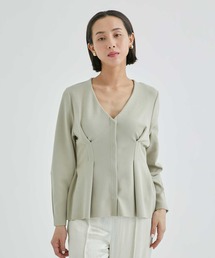 【THE TOKYO/ザ トウキョウ】V neck tuck knit jacket/Vネックタックニットジャケット