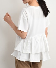 【消臭効果】ワッフルジャガードＢＡＣＫペプラムギャザープルオーバー