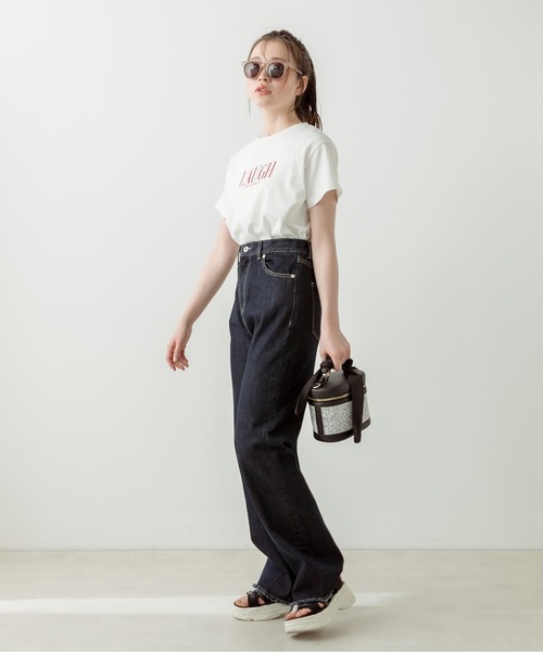 OLIVE des OLIVE（オリーブデオリーブ）の「セミフレアフリンジデニムパンツ　1031030050（デニムパンツ・レディース・サックスブルー/ネイビー・SMALL/MEDIUM）」の10枚目の写真