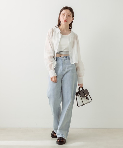 OLIVE des OLIVE（オリーブデオリーブ）の「セミフレアフリンジデニムパンツ　1031030050（デニムパンツ・レディース・サックスブルー/ネイビー・SMALL/MEDIUM）」の19枚目の写真