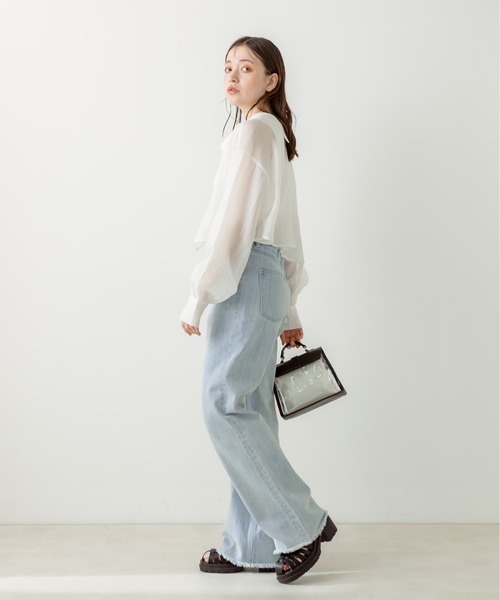 OLIVE des OLIVE（オリーブデオリーブ）の「セミフレアフリンジデニムパンツ　1031030050（デニムパンツ・レディース・サックスブルー/ネイビー・SMALL/MEDIUM）」の20枚目の写真