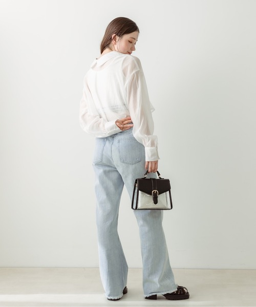 OLIVE des OLIVE（オリーブデオリーブ）の「セミフレアフリンジデニムパンツ　1031030050（デニムパンツ・レディース・サックスブルー/ネイビー・SMALL/MEDIUM）」の21枚目の写真