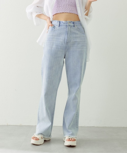 OLIVE des OLIVE（オリーブデオリーブ）の「セミフレアフリンジデニムパンツ　1031030050（デニムパンツ・レディース・サックスブルー/ネイビー・SMALL/MEDIUM）」の22枚目の写真