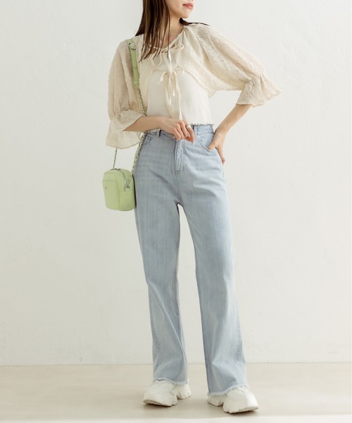 OLIVE des OLIVE（オリーブデオリーブ）の「セミフレアフリンジデニムパンツ　1031030050（デニムパンツ・レディース・サックスブルー/ネイビー・SMALL/MEDIUM）」の17枚目の写真