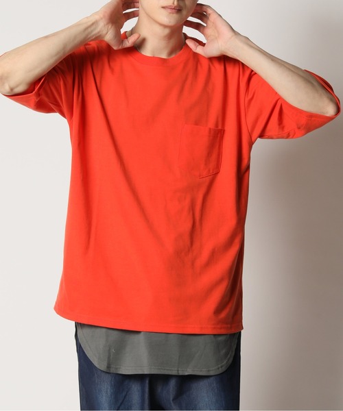 ARCADE（アーケード）の「冷感加工天竺 ドロップショルダー オーバーサイズ ポケットTシャツ　Nylaus（Tシャツ/カットソー・メンズ・グリーン/グレイッシュベージュ/ブルーグレー/オレンジ/ブラック/チャコールグレー/ホワイト/イエロー・M/LL/L）」の8枚目の写真