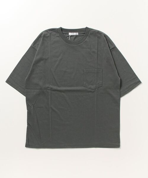 ARCADE（アーケード）の「冷感加工天竺 ドロップショルダー オーバーサイズ ポケットTシャツ　Nylaus（Tシャツ/カットソー・メンズ・グリーン/グレイッシュベージュ/ブルーグレー/オレンジ/ブラック/チャコールグレー/ホワイト/イエロー・M/LL/L）」の19枚目の写真