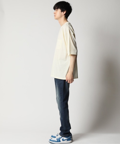 ARCADE（アーケード）の「冷感加工天竺 ドロップショルダー オーバーサイズ ポケットTシャツ　Nylaus（Tシャツ/カットソー・メンズ・グリーン/グレイッシュベージュ/ブルーグレー/オレンジ/ブラック/チャコールグレー/ホワイト/イエロー・M/LL/L）」の10枚目の写真