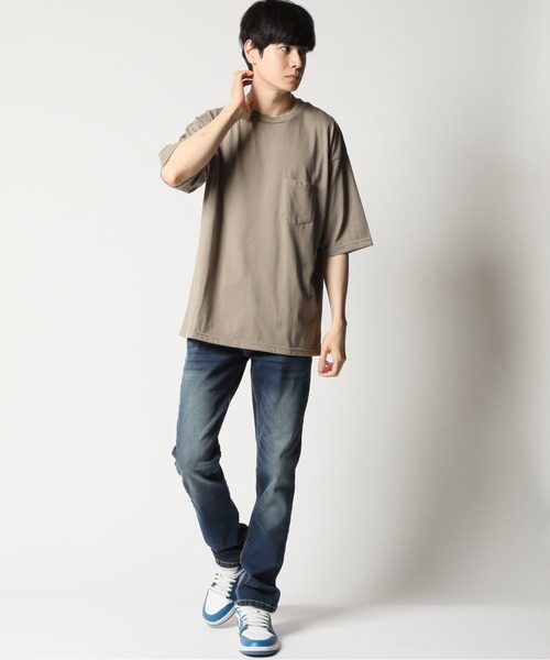 ARCADE（アーケード）の「冷感加工天竺 ドロップショルダー オーバーサイズ ポケットTシャツ　Nylaus（Tシャツ/カットソー・メンズ・グリーン/グレイッシュベージュ/ブルーグレー/オレンジ/ブラック/チャコールグレー/ホワイト/イエロー・M/LL/L）」の13枚目の写真