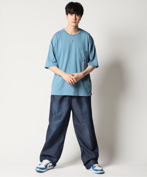 ARCADE（アーケード）の「冷感加工天竺 ドロップショルダー オーバーサイズ ポケットTシャツ　Nylaus（Tシャツ/カットソー・メンズ・グリーン/グレイッシュベージュ/ブルーグレー/オレンジ/ブラック/チャコールグレー/ホワイト/イエロー・M/LL/L）」の18枚目の写真