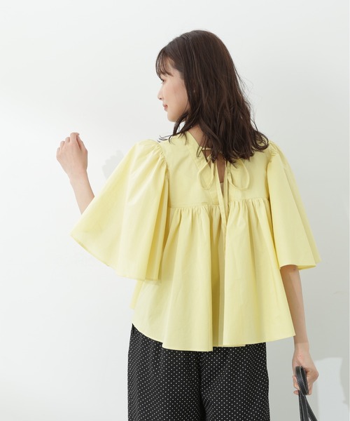 N.(N. Natural Beauty Basic)(エヌエヌナチュラルビューティーベーシック)の「◆バックリボンバタフライスリーブブラウス(シャツ/ブラウス・レディース・イエロー/オフホワイト/ブラック・MEDIUM)」の14枚目の写真