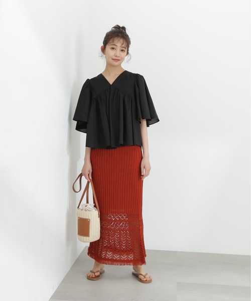 N.(N. Natural Beauty Basic)(エヌエヌナチュラルビューティーベーシック)の「◆バックリボンバタフライスリーブブラウス(シャツ/ブラウス・レディース・イエロー/オフホワイト/ブラック・MEDIUM)」の16枚目の写真