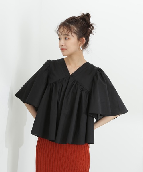 N.(N. Natural Beauty Basic)(エヌエヌナチュラルビューティーベーシック)の「◆バックリボンバタフライスリーブブラウス(シャツ/ブラウス・レディース・イエロー/オフホワイト/ブラック・MEDIUM)」の9枚目の写真