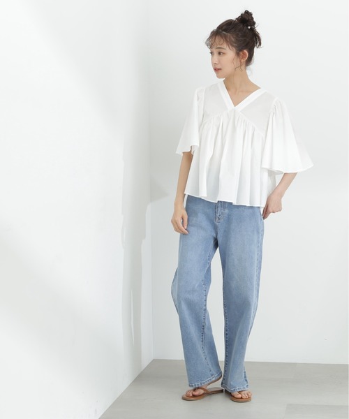 N.(N. Natural Beauty Basic)(エヌエヌナチュラルビューティーベーシック)の「◆バックリボンバタフライスリーブブラウス(シャツ/ブラウス・レディース・イエロー/オフホワイト/ブラック・MEDIUM)」の15枚目の写真