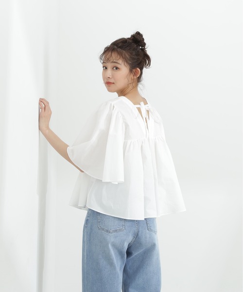 N.(N. Natural Beauty Basic)(エヌエヌナチュラルビューティーベーシック)の「◆バックリボンバタフライスリーブブラウス(シャツ/ブラウス・レディース・イエロー/オフホワイト/ブラック・MEDIUM)」の20枚目の写真