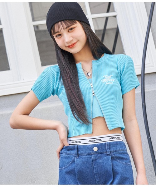 ANAP GiRL（アナップガール）の「サマーニット両ジップトップス