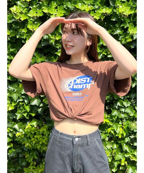 Ungrid(アングリッド)の「カラーロゴルーズTee(Tシャツ/カットソー・レディース・オフホワイト/グリーン/ネイビー/ブラウン・FREE)」の3枚目の写真