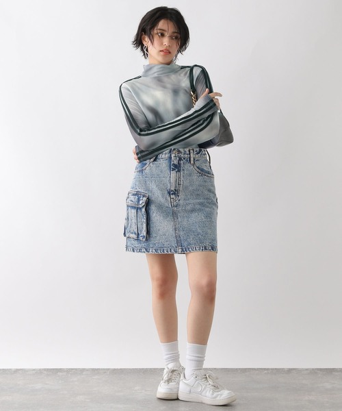 RAGEBLUE（レイジブルー）の「サイドライン/シアーハイネック（Tシャツ/カットソー・レディース・ホワイト系/グレー系・FREE）」の5枚目の写真