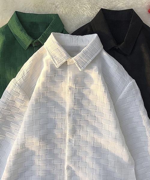 aimoha（アイモハ）の「aimoha mensエンボス加工ビッグシルエットシャツ (LR)（シャツ/ブラウス・メンズ・ブラック/ホワイト/グリーン・MEDIUM/LARGE/X-LARGE/XX-LARGE/XXX-LARGE）」の11枚目の写真