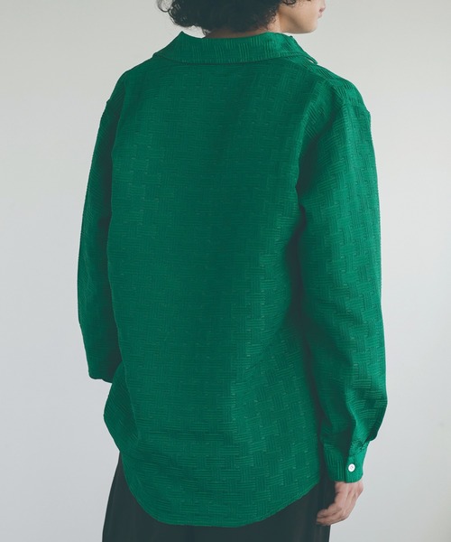 aimoha（アイモハ）の「aimoha mensエンボス加工ビッグシルエットシャツ (LR)（シャツ/ブラウス・メンズ・ブラック/ホワイト/グリーン・MEDIUM/LARGE/X-LARGE/XX-LARGE/XXX-LARGE）」の12枚目の写真