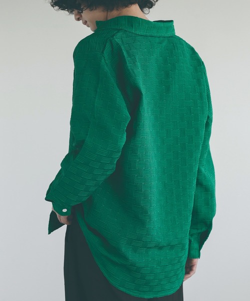 aimoha（アイモハ）の「aimoha mensエンボス加工ビッグシルエットシャツ (LR)（シャツ/ブラウス・メンズ・ブラック/ホワイト/グリーン・MEDIUM/LARGE/X-LARGE/XX-LARGE/XXX-LARGE）」の13枚目の写真