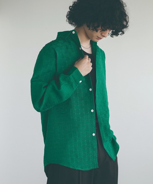 aimoha（アイモハ）の「aimoha mensエンボス加工ビッグシルエットシャツ (LR)（シャツ/ブラウス・メンズ・ブラック/ホワイト/グリーン・MEDIUM/LARGE/X-LARGE/XX-LARGE/XXX-LARGE）」の16枚目の写真