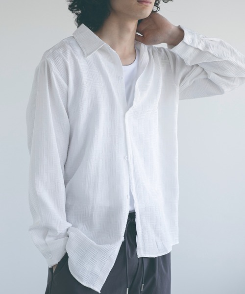 aimoha（アイモハ）の「aimoha mensエンボス加工ビッグシルエットシャツ (LR)（シャツ/ブラウス・メンズ・ブラック/ホワイト/グリーン・MEDIUM/LARGE/X-LARGE/XX-LARGE/XXX-LARGE）」の18枚目の写真