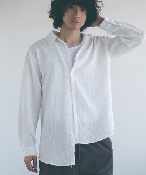 aimoha（アイモハ）の「aimoha mensエンボス加工ビッグシルエットシャツ (LR)（シャツ/ブラウス・メンズ・ブラック/ホワイト/グリーン・MEDIUM/LARGE/X-LARGE/XX-LARGE/XXX-LARGE）」の19枚目の写真