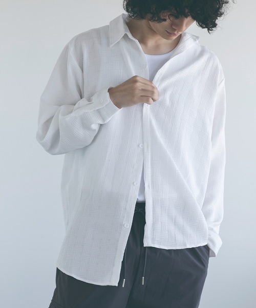 aimoha（アイモハ）の「aimoha mensエンボス加工ビッグシルエットシャツ (LR)（シャツ/ブラウス・メンズ・ブラック/ホワイト/グリーン・MEDIUM/LARGE/X-LARGE/XX-LARGE/XXX-LARGE）」の20枚目の写真