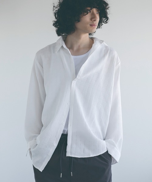 aimoha（アイモハ）の「aimoha mensエンボス加工ビッグシルエットシャツ (LR)（シャツ/ブラウス・メンズ・ブラック/ホワイト/グリーン・MEDIUM/LARGE/X-LARGE/XX-LARGE/XXX-LARGE）」の22枚目の写真